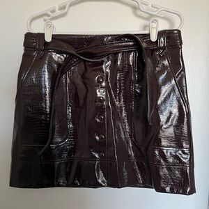 Top shop Maroon Pleather Croc Miniskirt